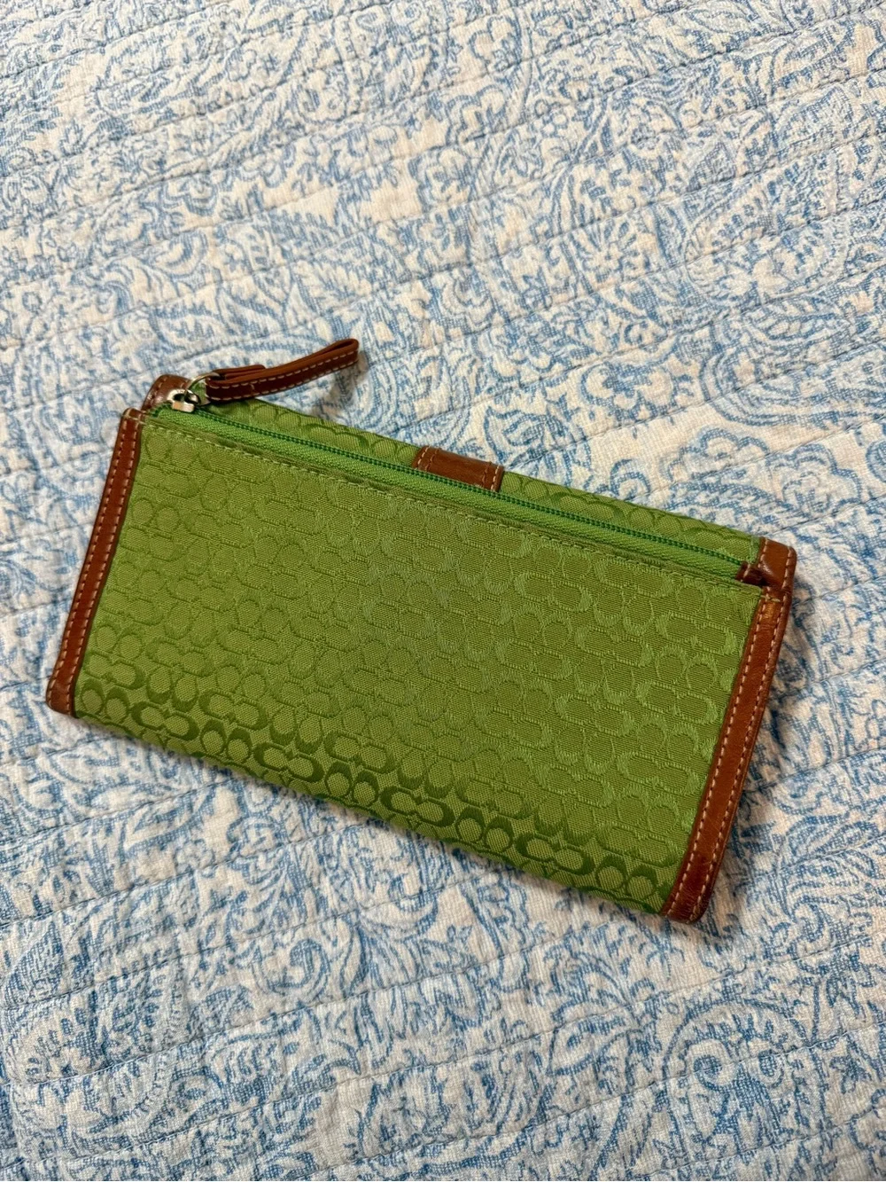 Coach Soho Rare Green Signature C Monogram Trifold Wallet